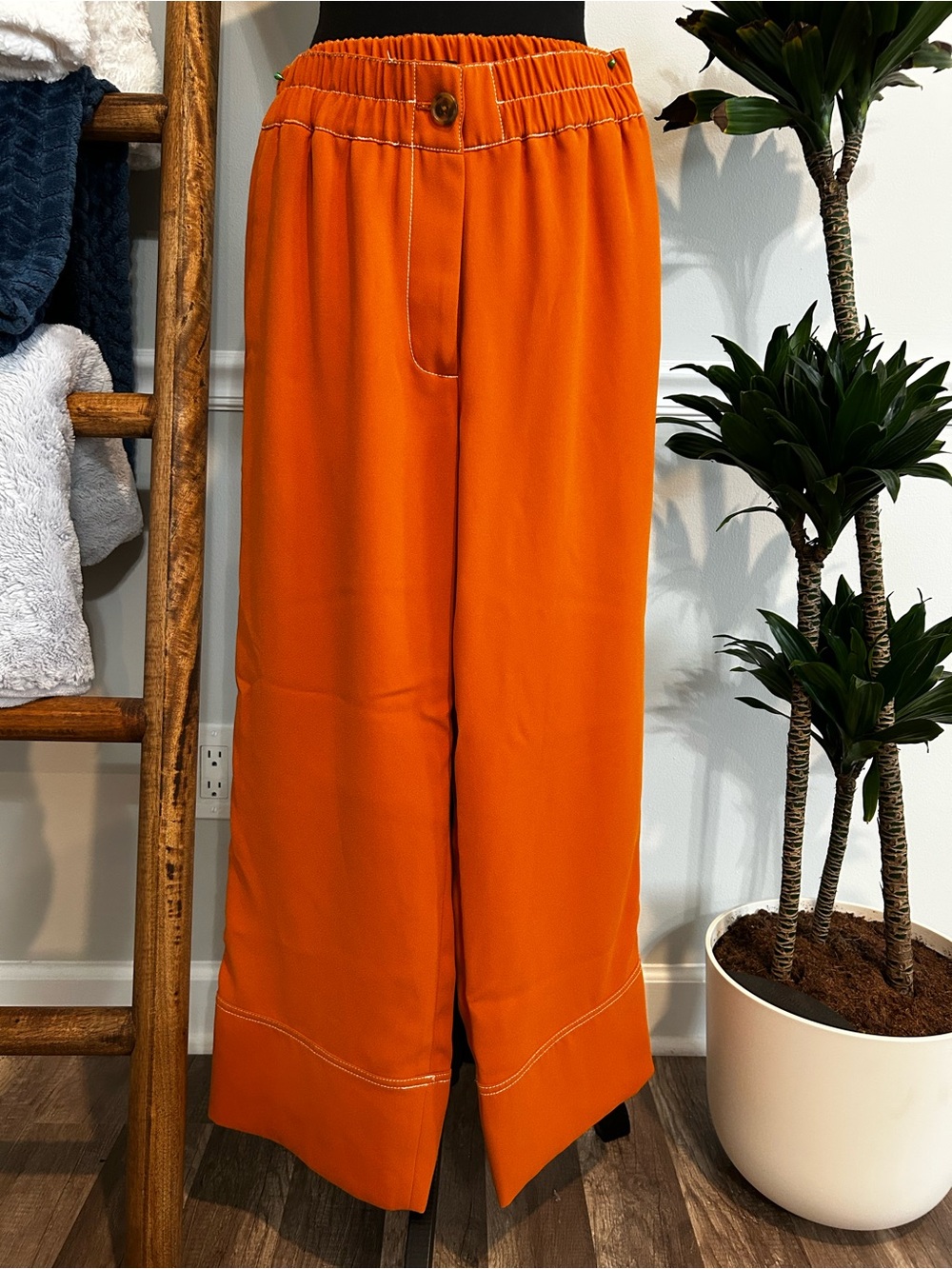 J. Crew Orange Wide-Leg Pull-On Pants Size 2